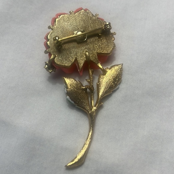 Vintage JJ Rose brooch pin ladybug pink - Picture 6 of 10